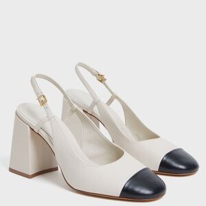 Schutz Pearl and Black Dorothy Sling High Heels